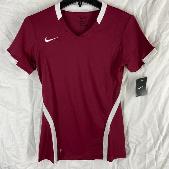 Nike | Tops | Nike Drifit Womens Dark Red Volleyball V Neck Jersey Size ...
